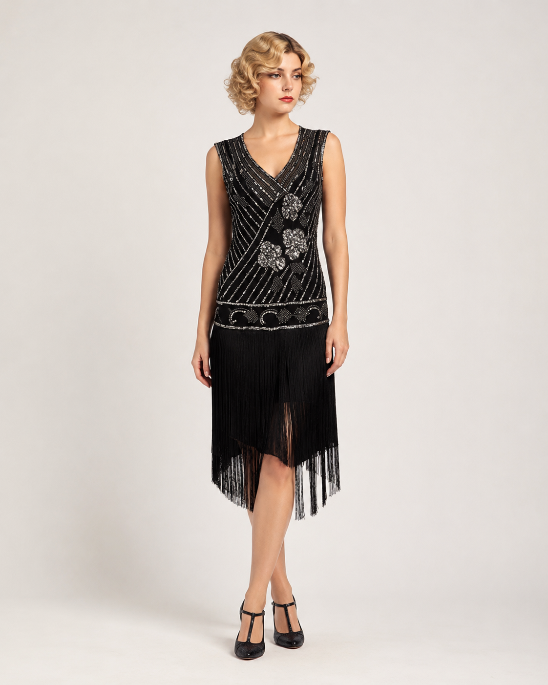 drop waist flapper dress Black Tango 1920's, Women's Costume Rental 7 Days / Medium / Black ROTATE Beaded Halterneck Dress waist 32′′ to 36′′ Size:3 (Big Kid) Islamic Long Formal Dress