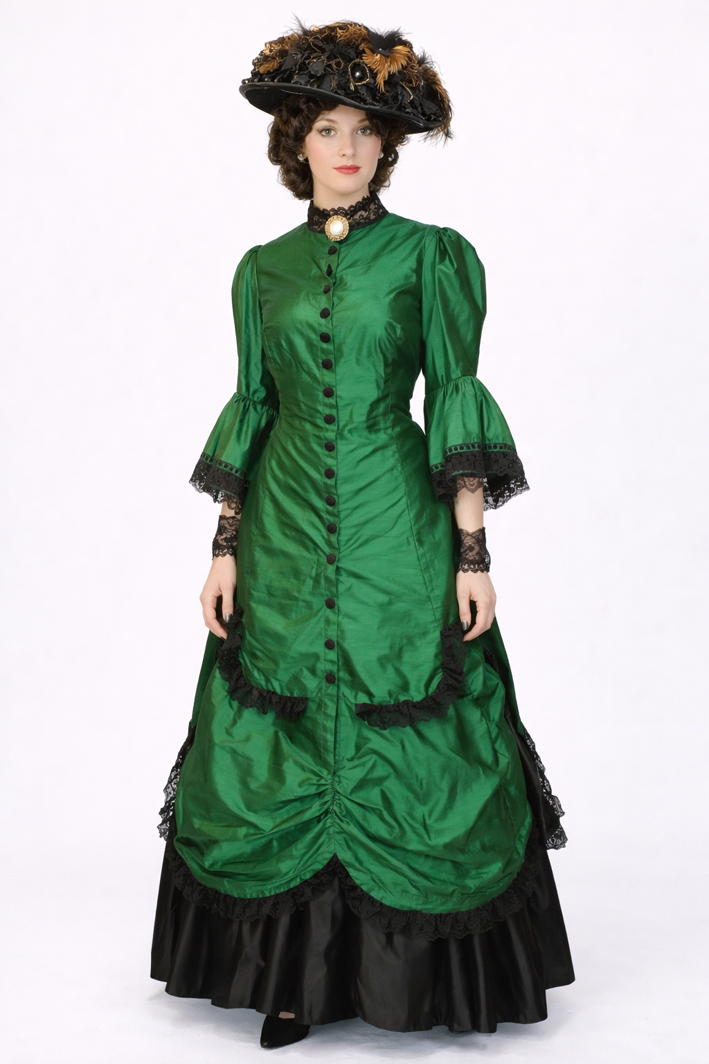 emerald green victorian dress Silk Gown, Women's Costume Rental – Sophia's Gallery Vintage Bridesmaid Dress Refashion Size:XXXS(6/12MOS) Victorian ball gown recently_added_2025-04-14 The dress has a