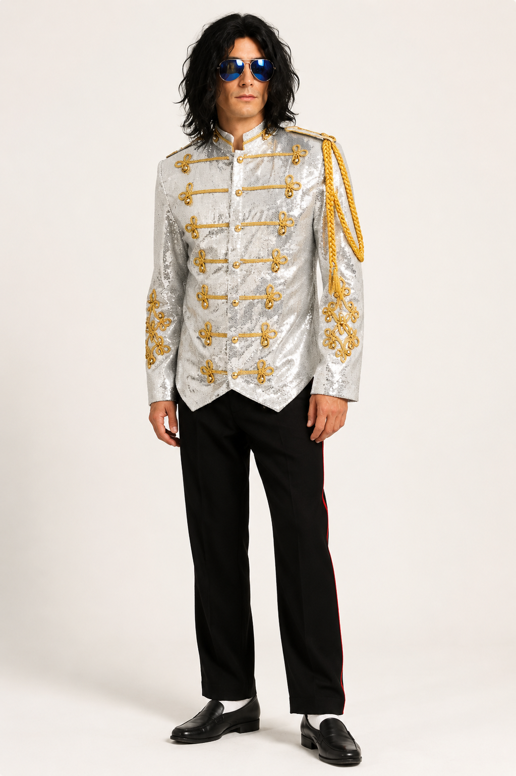 gold jacket fancy dress Funky Pimp Jacket Gold Hustlah Disco Fancy Dress Up Halloween Costume  Accessory