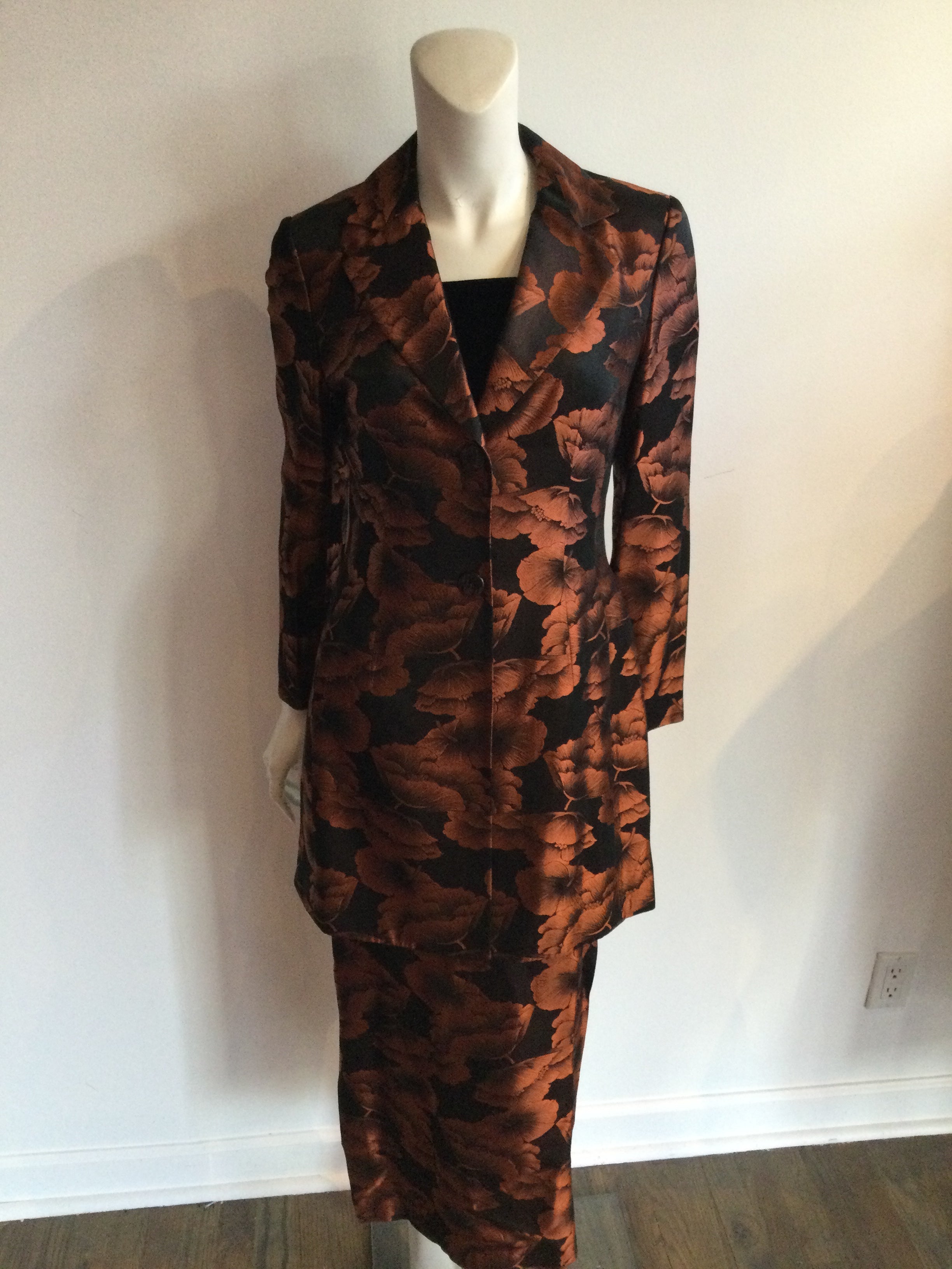 1990's Jesir Copper/Black Jacket & Dress Evening Dress 6/8 1990's Jesir Copper/Black Jacket & Dress Evening Dress 6/8