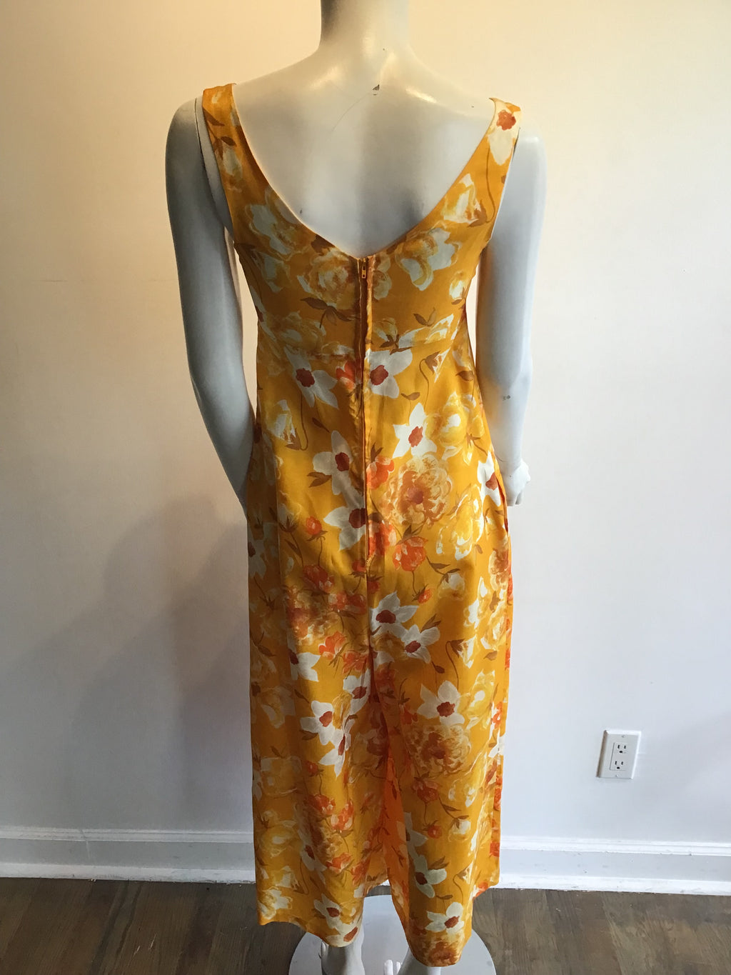1960’s Deep Yellow  Floral Cotton Blend Janet Lynn Jumpsuit Size 8