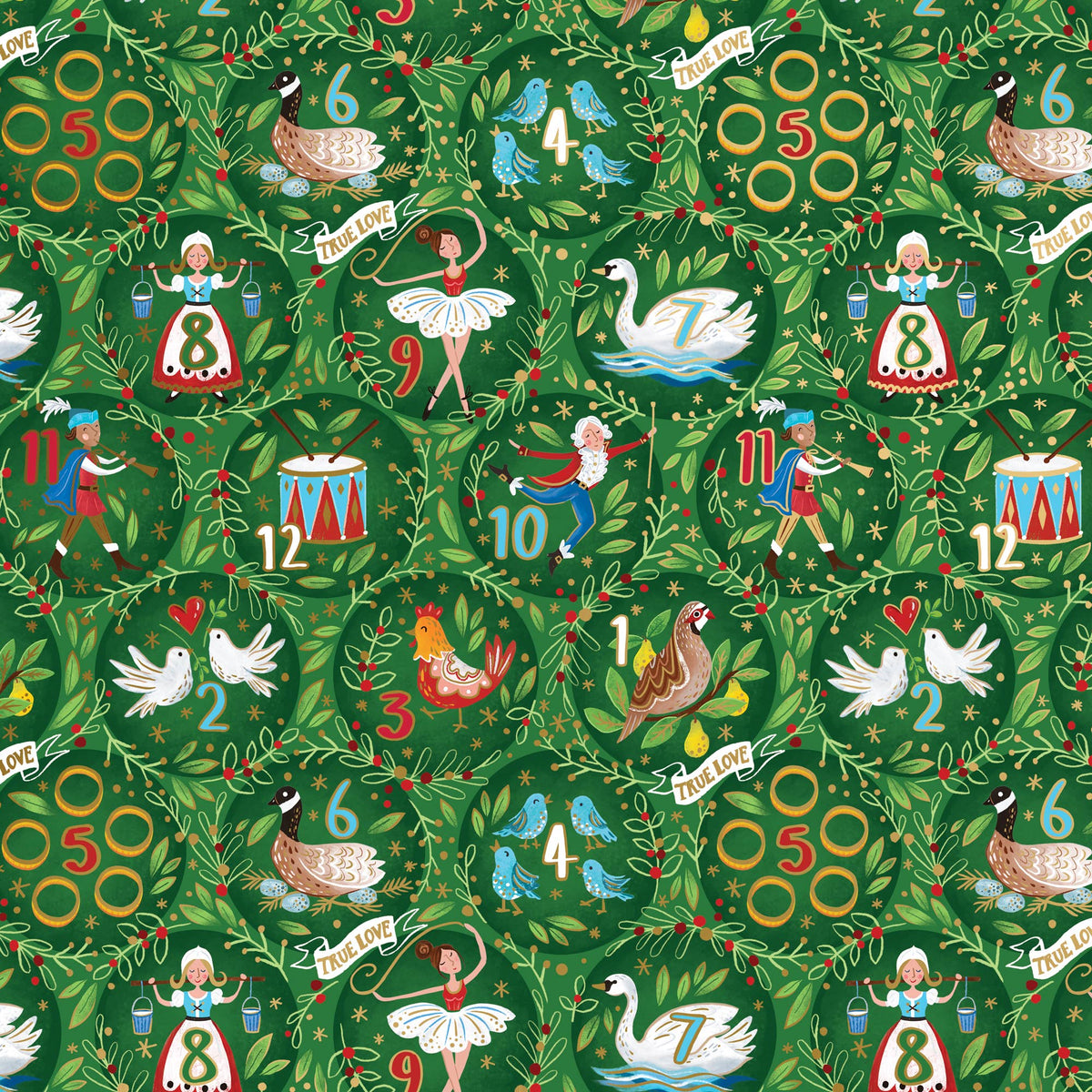 12 Days of Christmas Wrapping paper - Jumbo