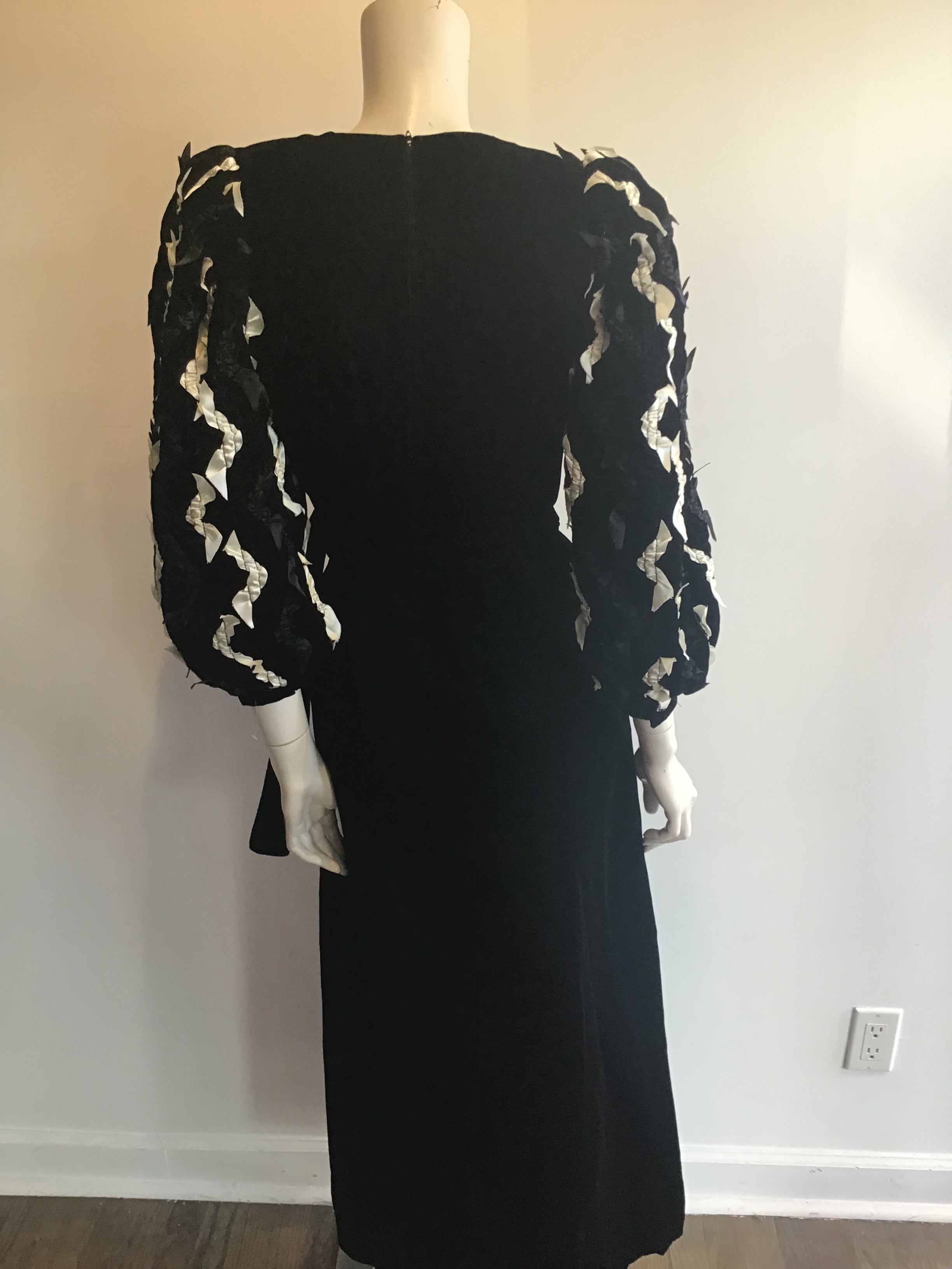 1980's David Brown for Saks Black Velvet Evening Dress
