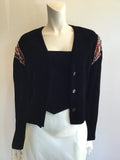 1980’s Krizia Black Silk Velvet Buster and Crop Jacket Size 8