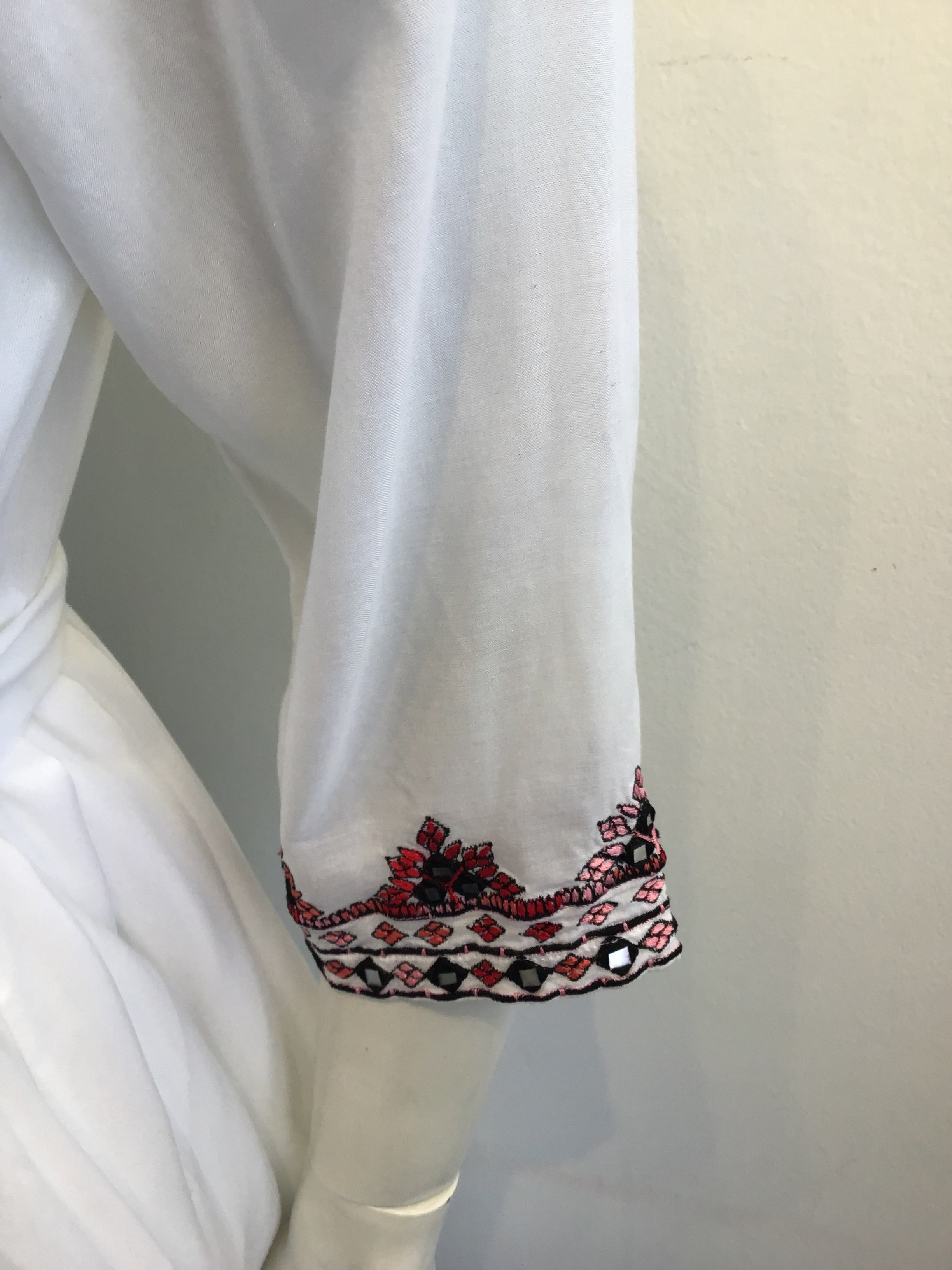 2000s Olivia Dar Cotton Embroidered White Dress Size 10