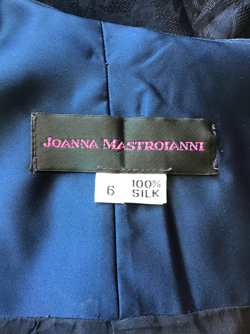1990’s Joanna Mastroianni Navy Blue Silk Blend Cocktail Dress Size 6