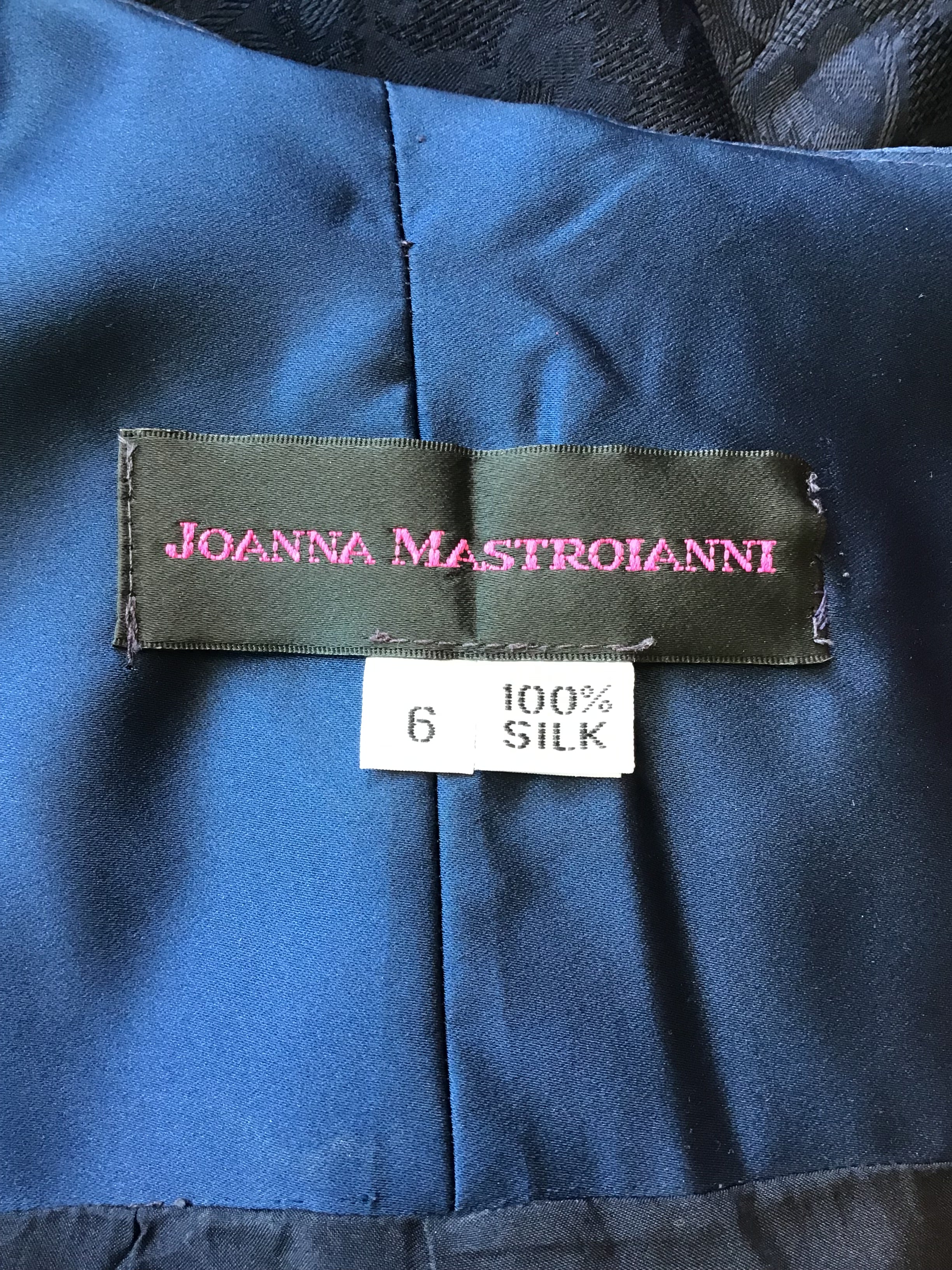 1990’s Joanna Mastroianni Navy Blue Silk Blend Cocktail Dress Size 6