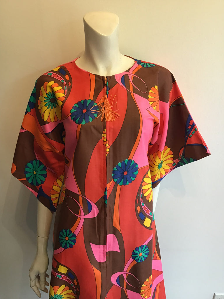1960’s Polished Cotton Janet lynn Multicolor Dress Size 10