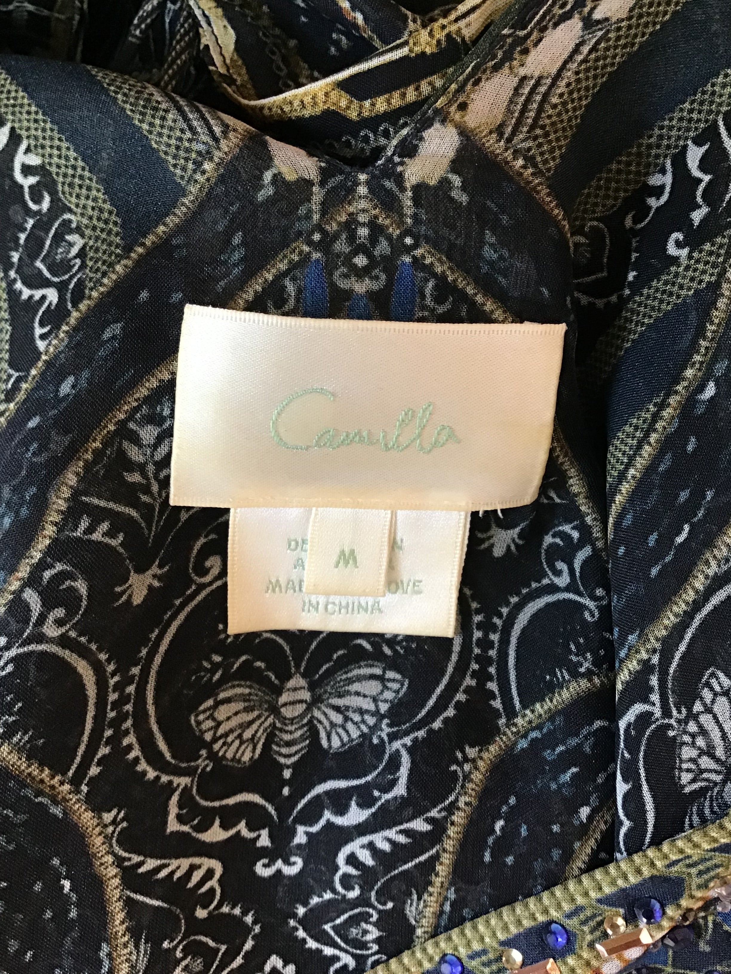 2000’s Camilla Blue and Green Silk Mini Dress Size 8/10