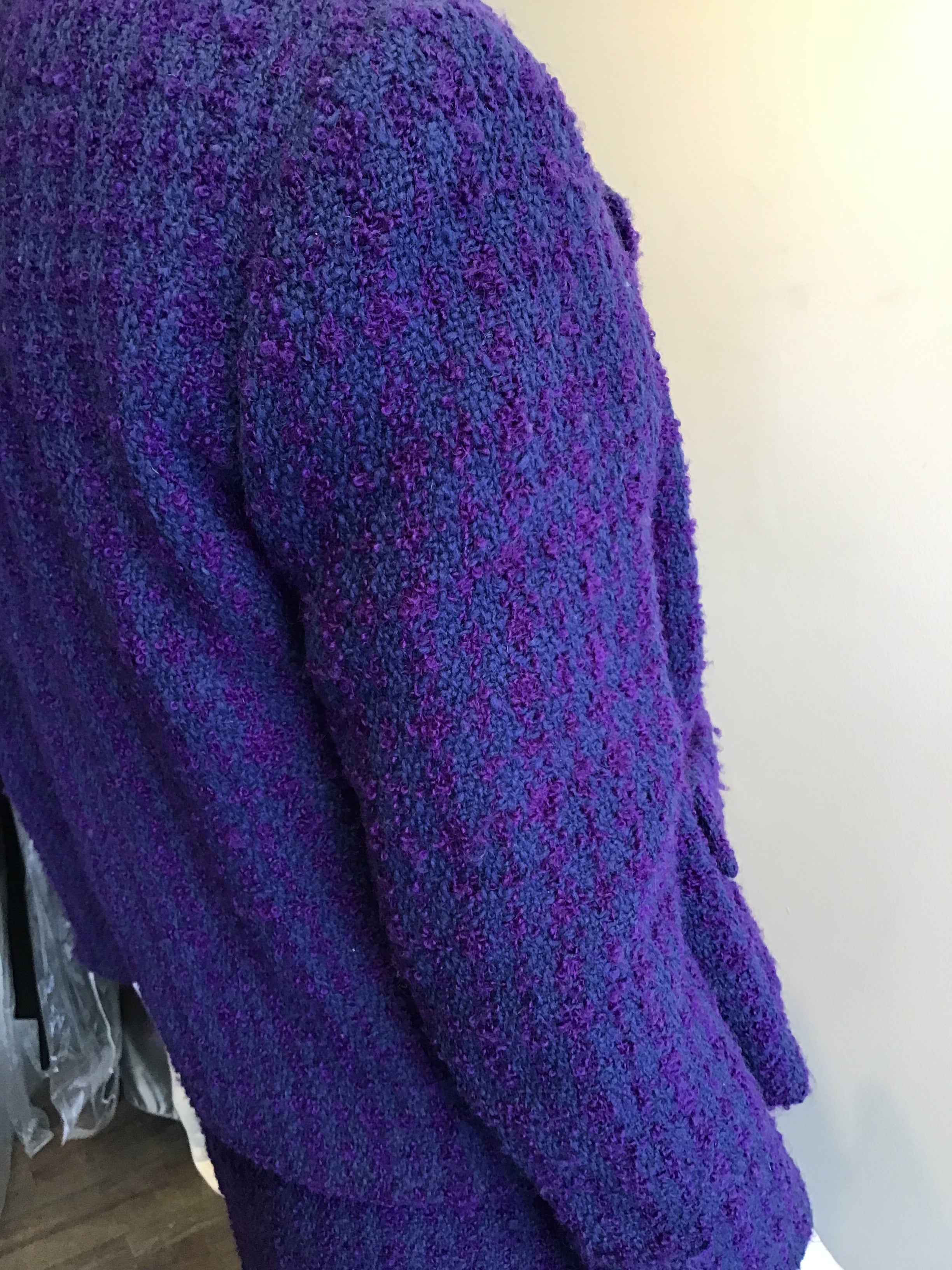 1960’s Wool Purple Wool Bouclé Sybil Connolly 3 Piece Suit Size 2