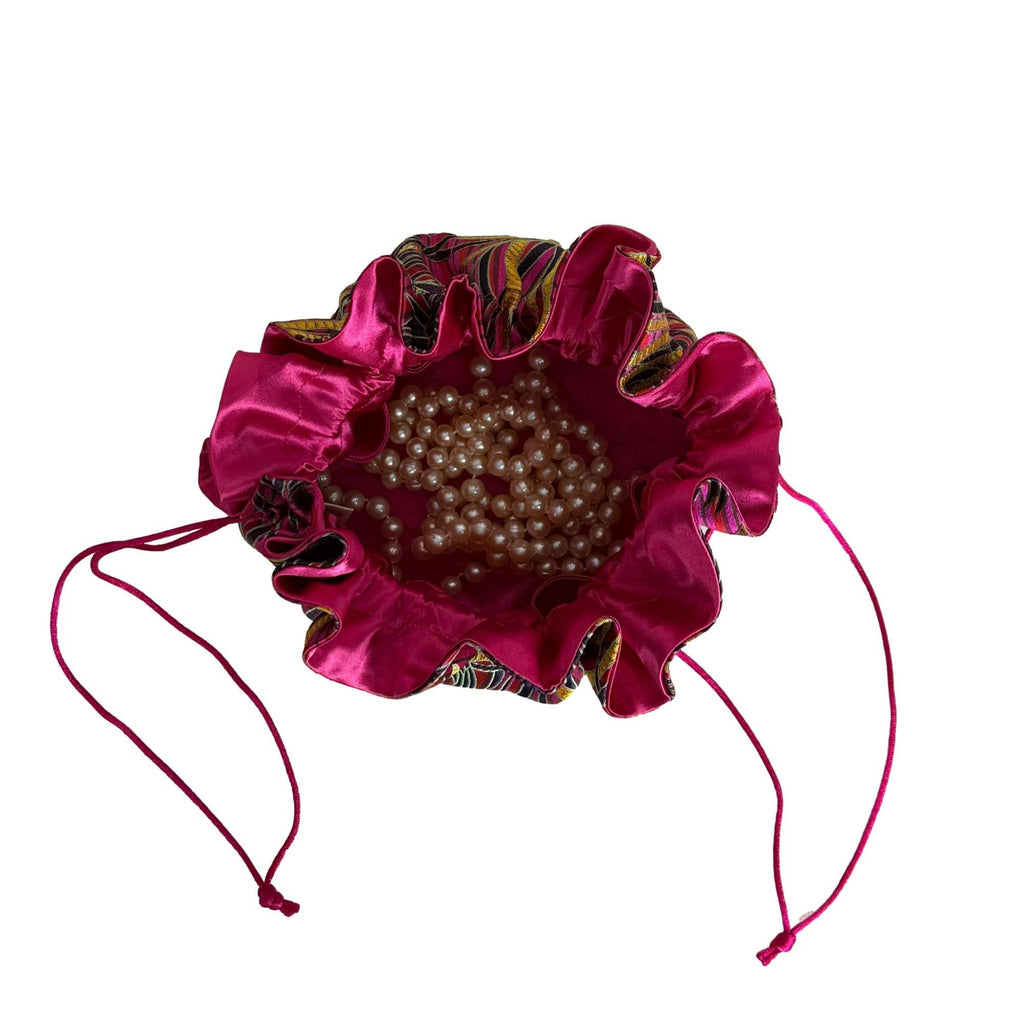 Bamboo & Floral Brocade Jewelry Pouch