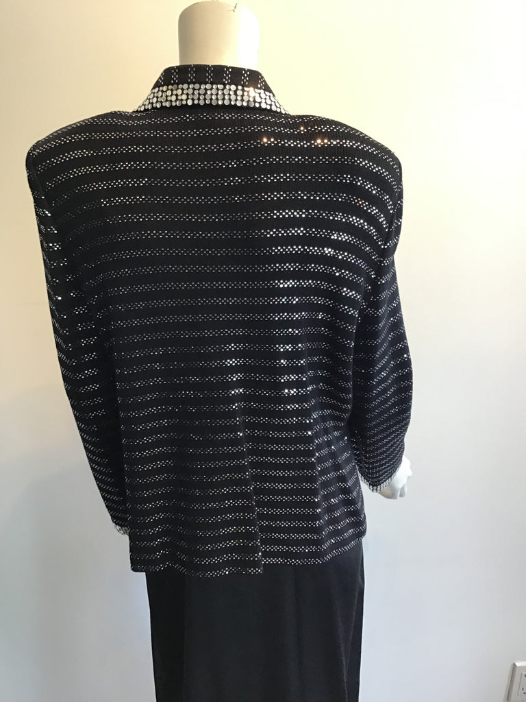 Late 1980s Black and Silver St.John Evening Jacket Size 12