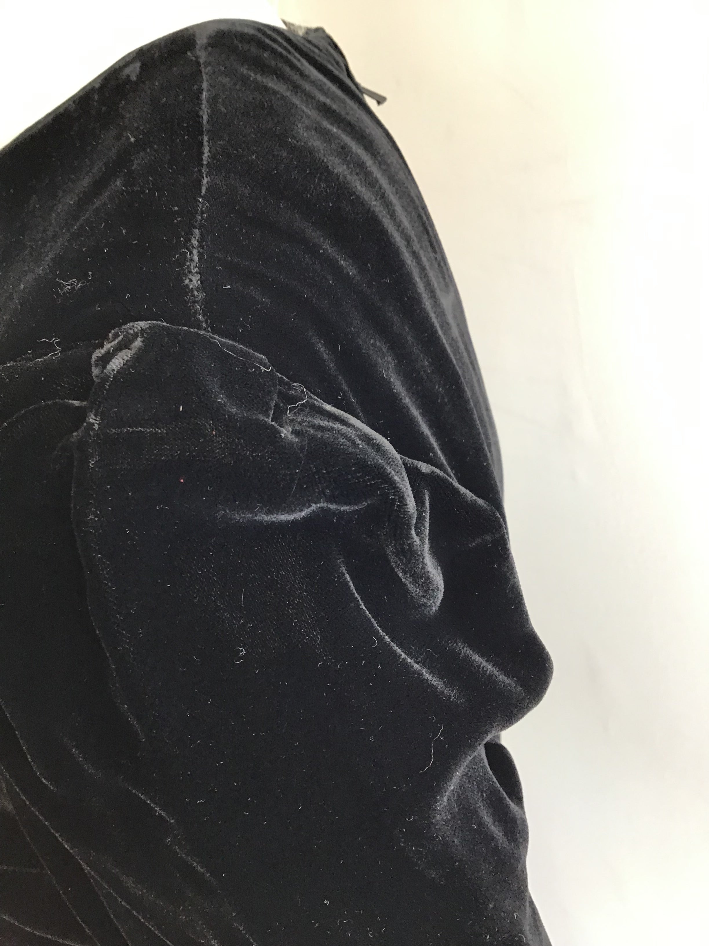 1980’s Black Wool and Silk Velvet Cocktail Dress Size 10