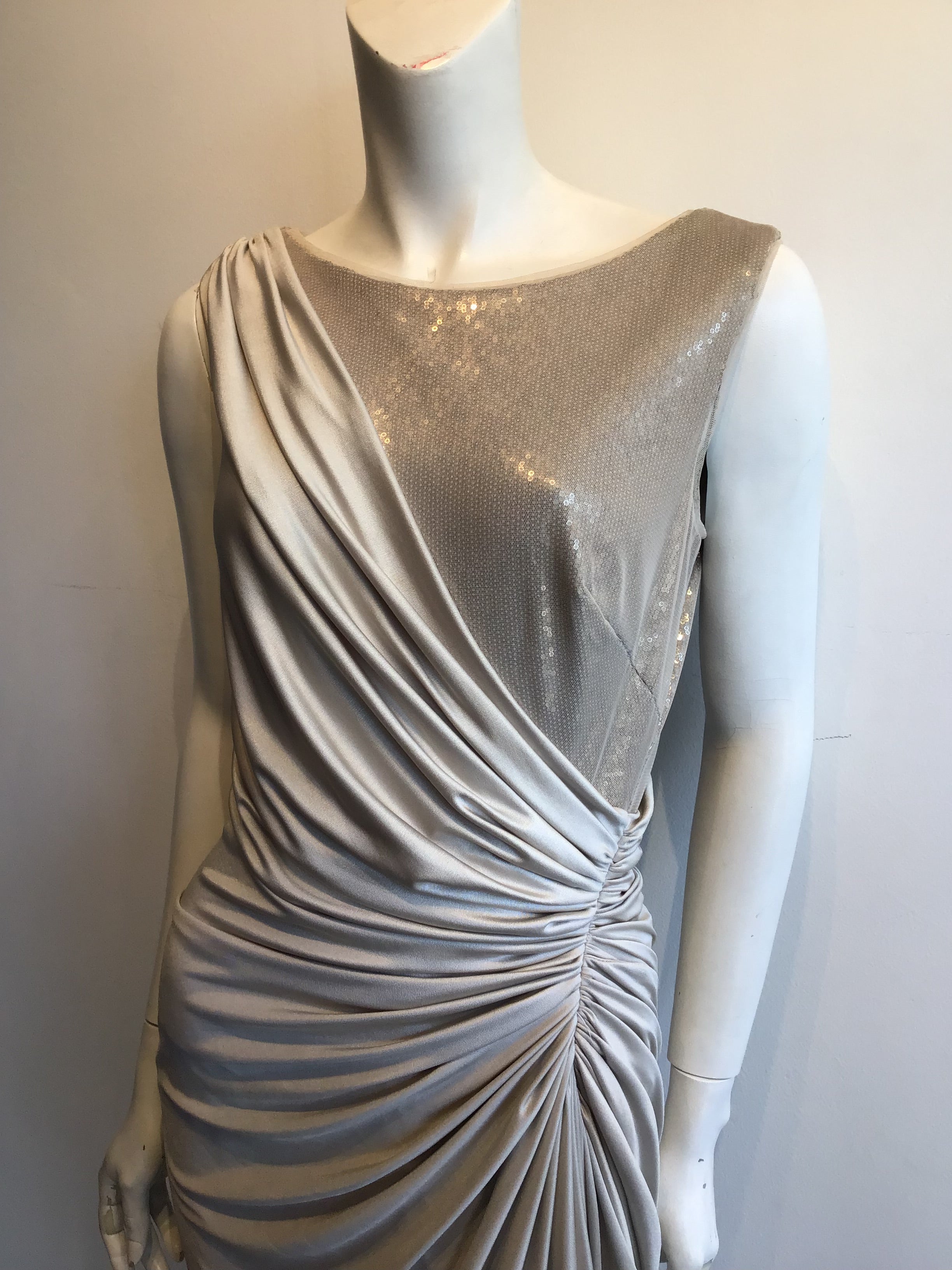 1990’s Tadashi Shoji Taupe Polyester Evening Dress Size 6