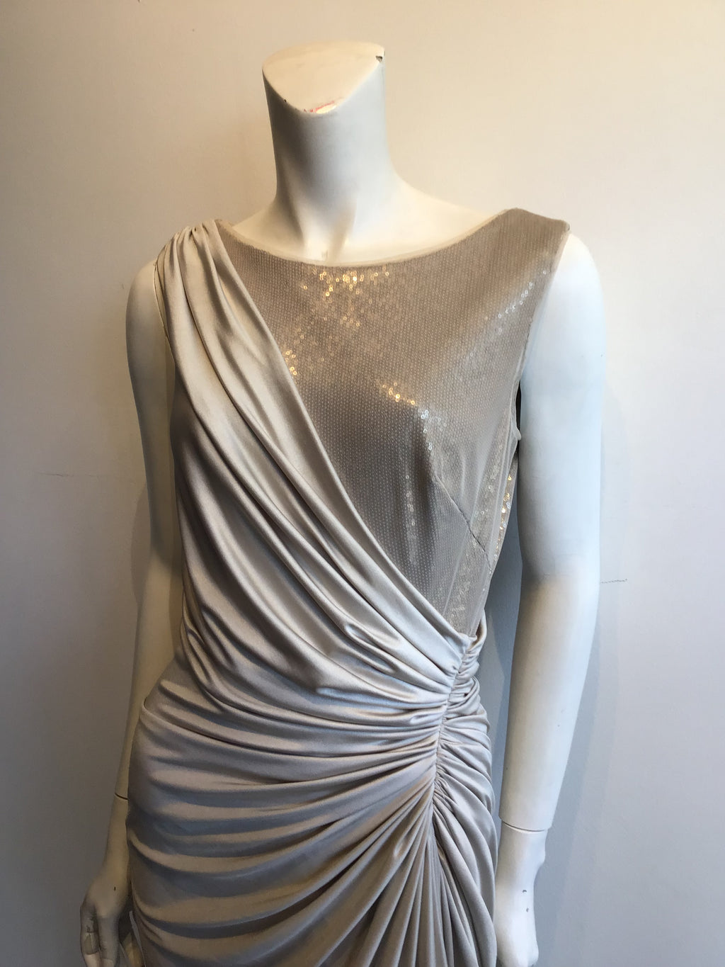 1990’s Tadashi Shoji Taupe Polyester Evening Dress Size 6