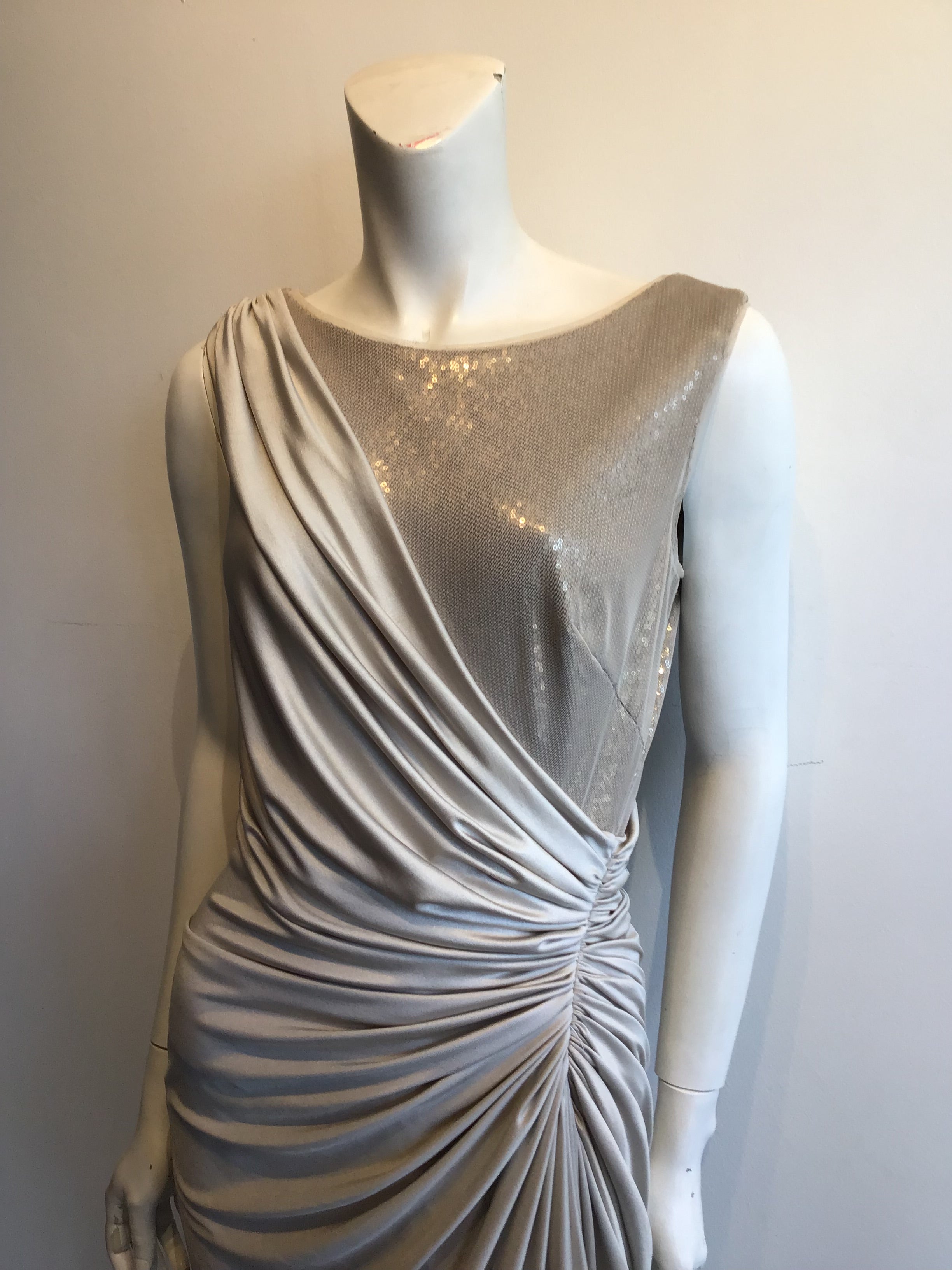 1990’s Tadashi Shoji Taupe Polyester Evening Dress Size 6