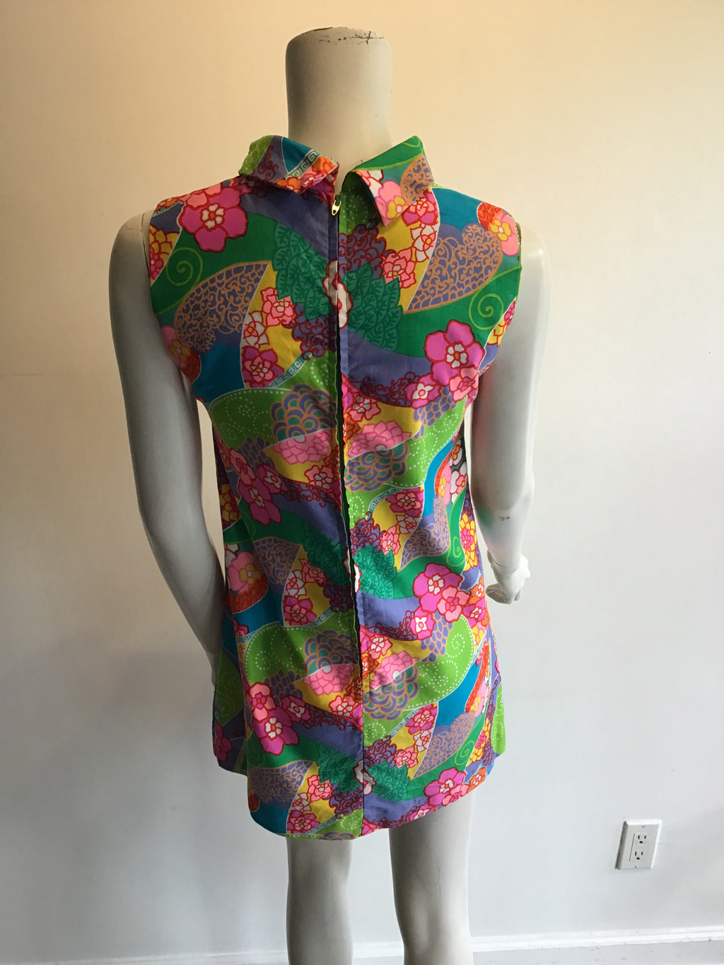 1960’s Cotton Multicolor Janet Lynn Mini Dress Size 6
