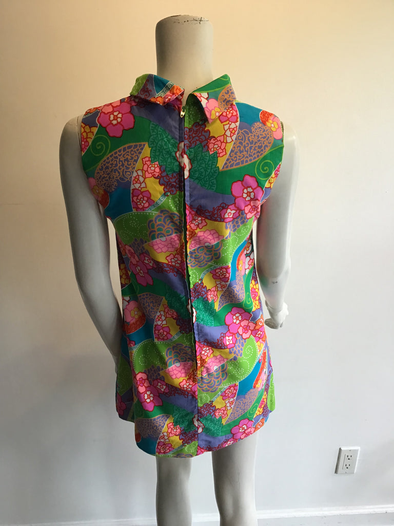 1960’s Cotton Multicolor Janet Lynn Mini Dress Size 6