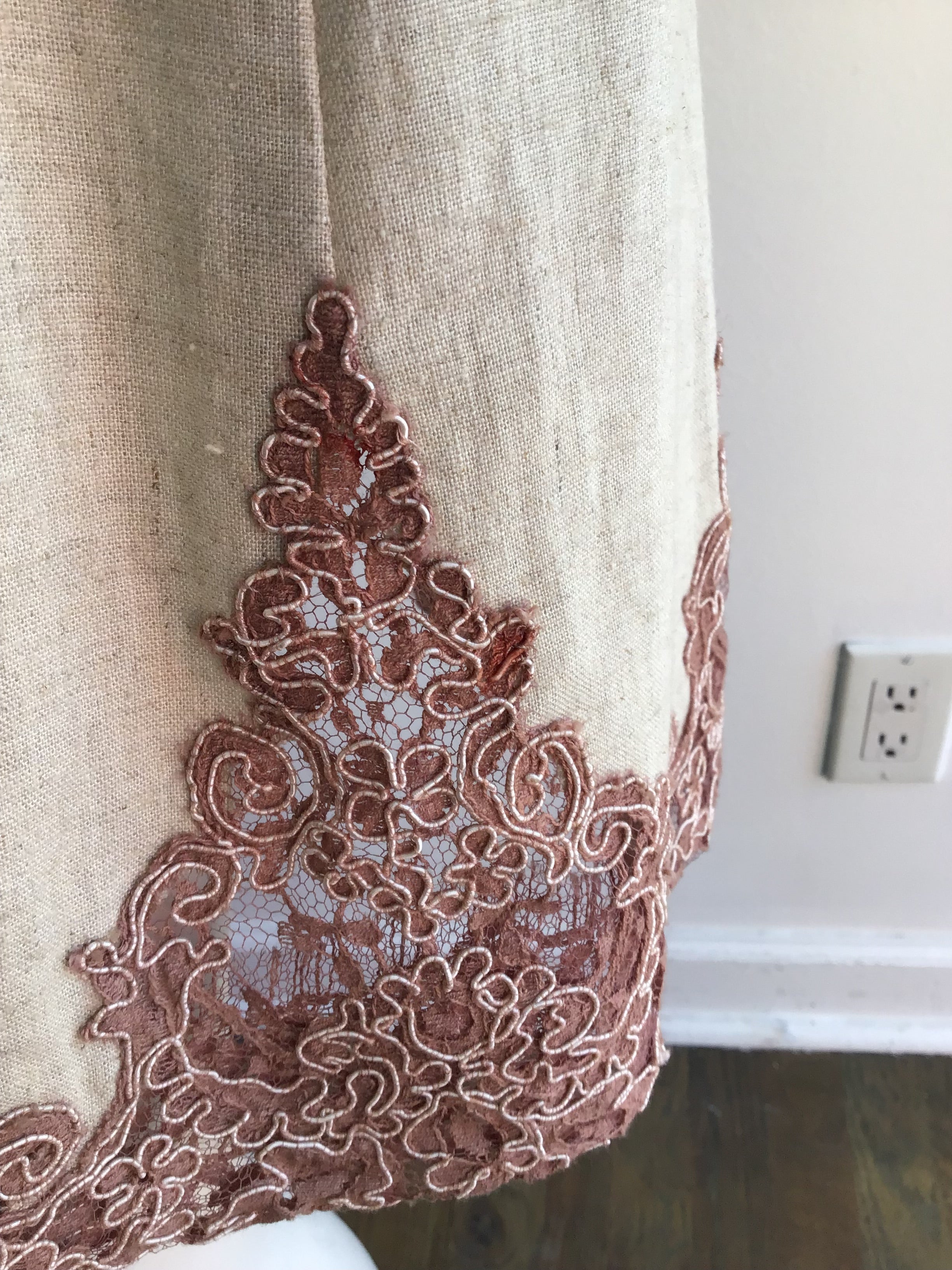 1980’s Cream Linen and Lace Coat Dress Size 8