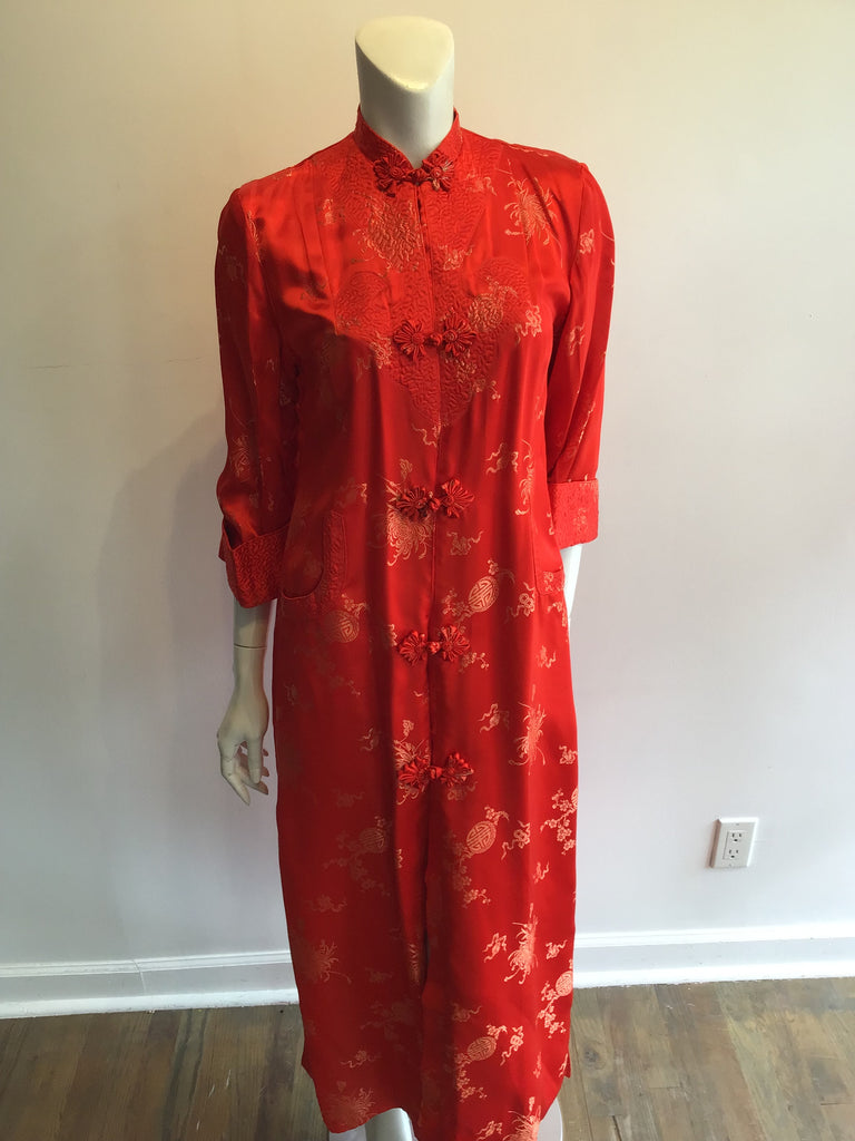 1960’s Silk Red  Chinese Robe Size 8