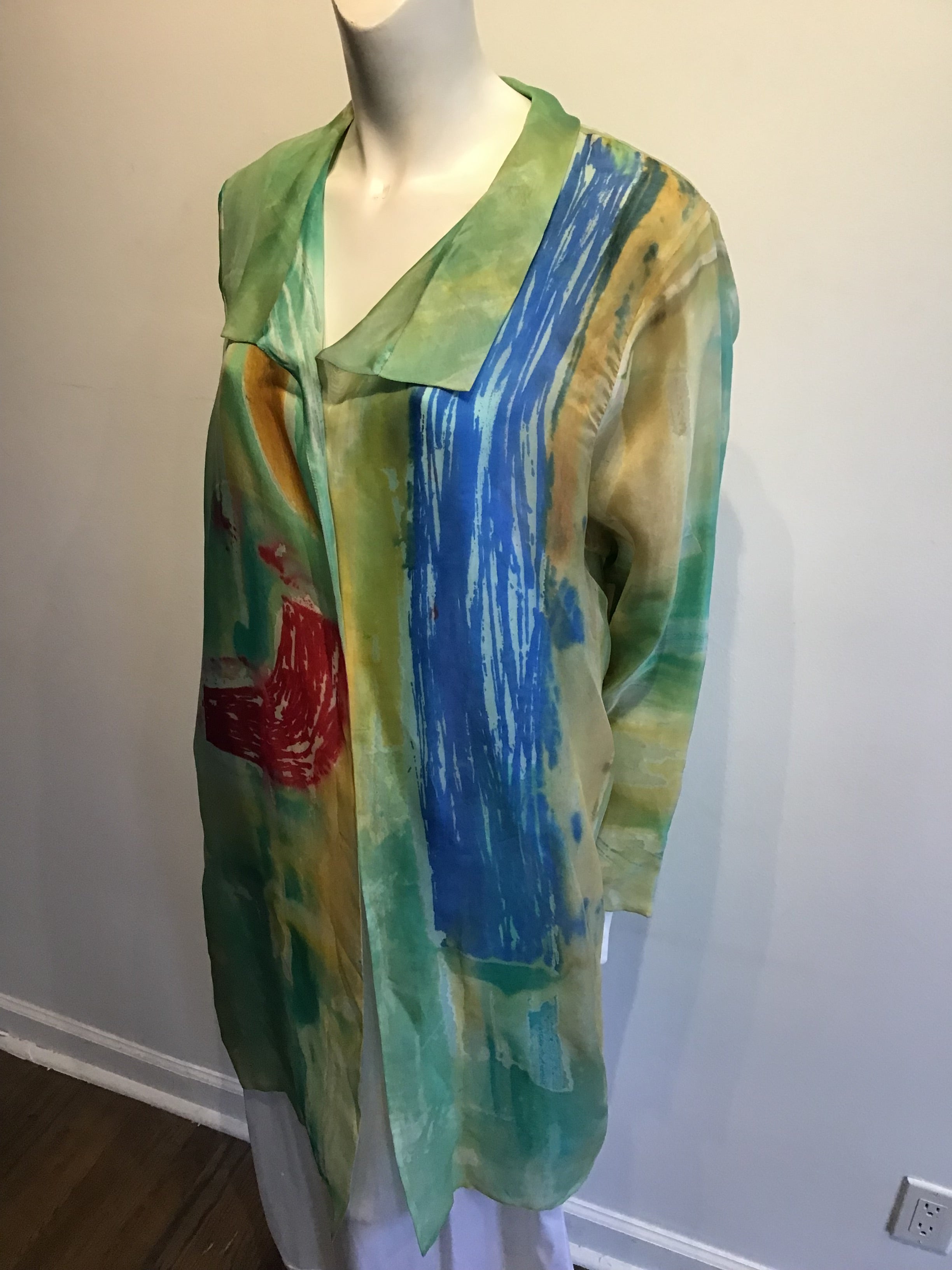 2000 Carole Waller Hand Painted Silk Jacket Size up to 12