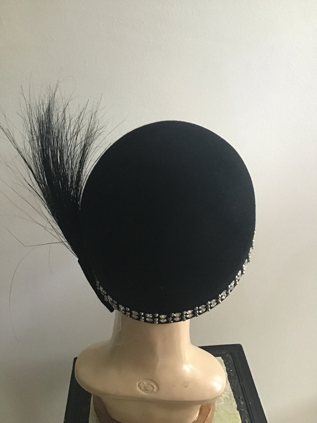1960s Adolfo II Black Cloche Style Hat