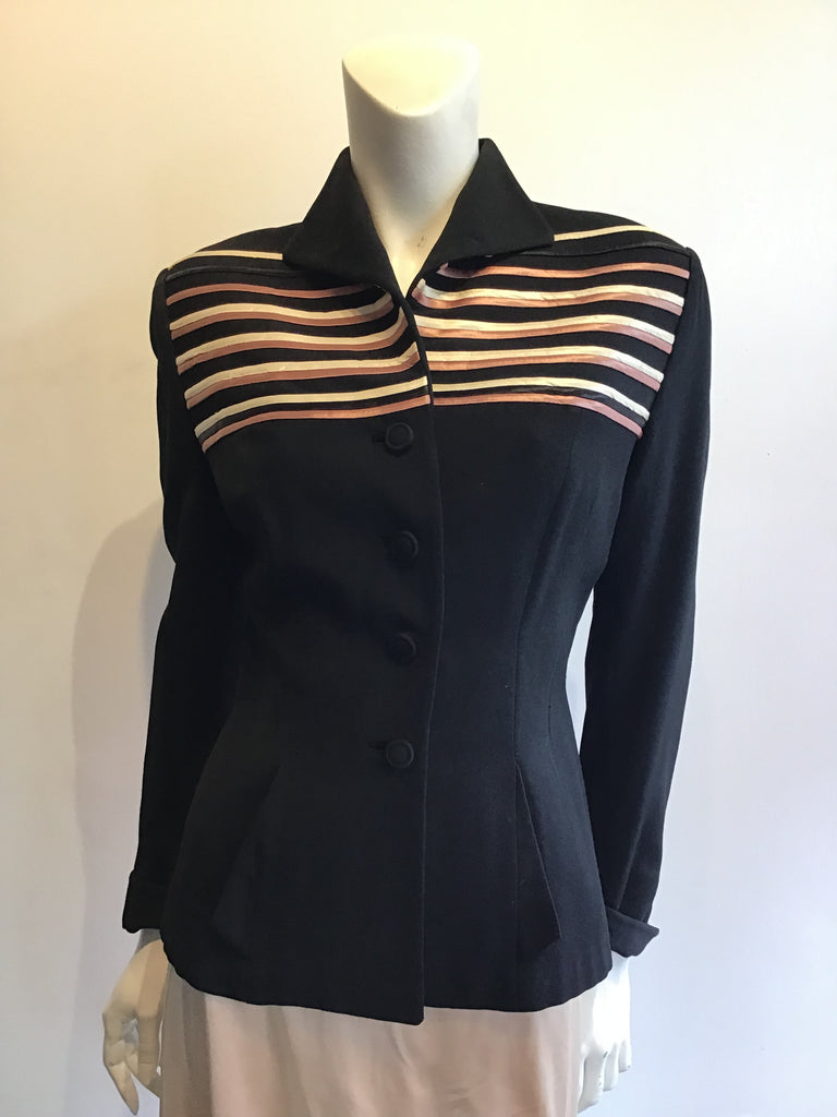 1950’s Lilli Ann Black Wool Jacket Size 6