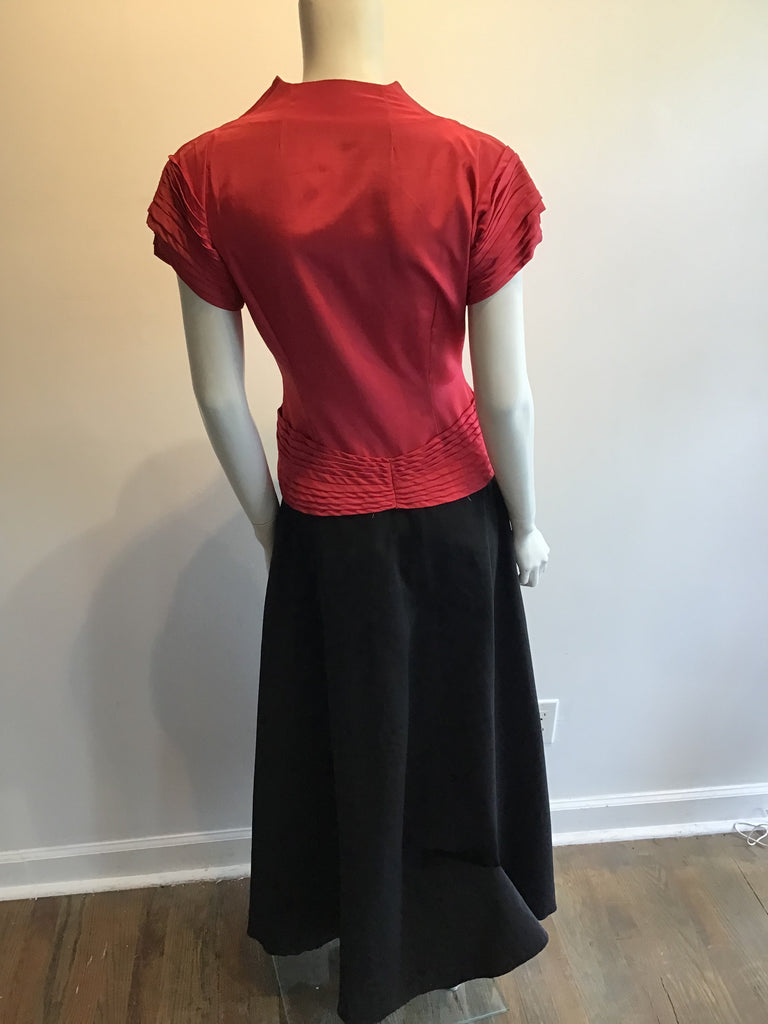 1940’s Red and Black Rayon Evening gown Size 6
