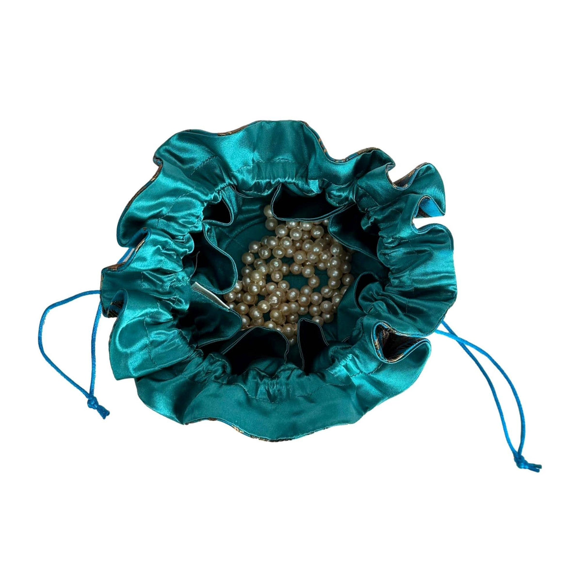 Peony Brocade Drawstring Jewelry Pouch