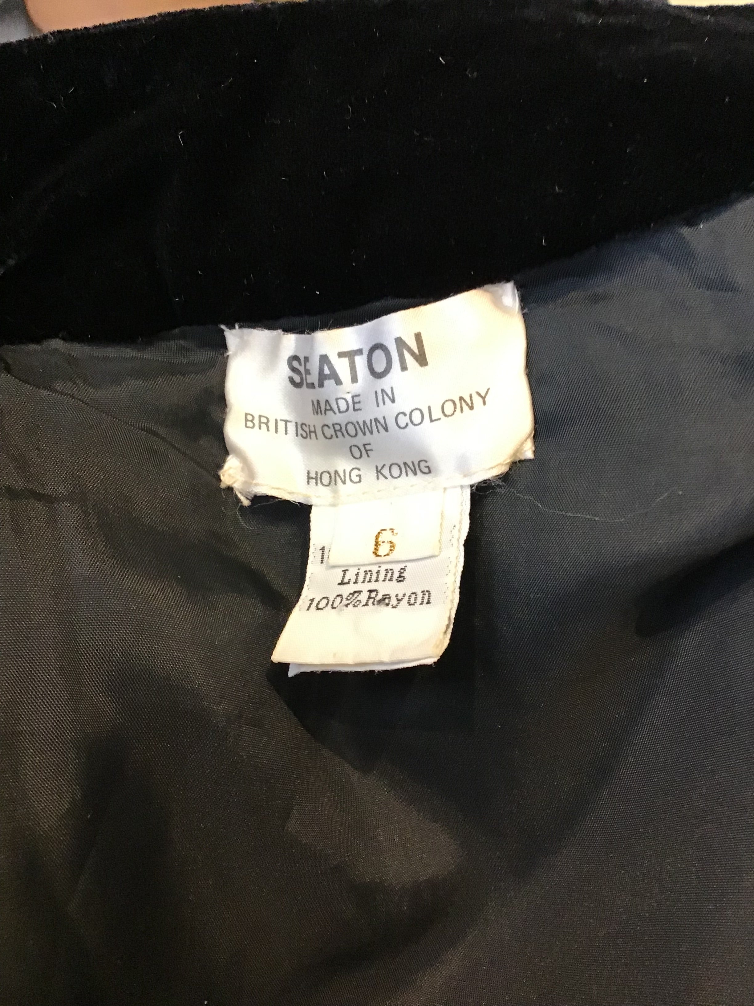 1980s  S. Aton Black Beaded Rayon Velvet  Evening Jacket Size 6