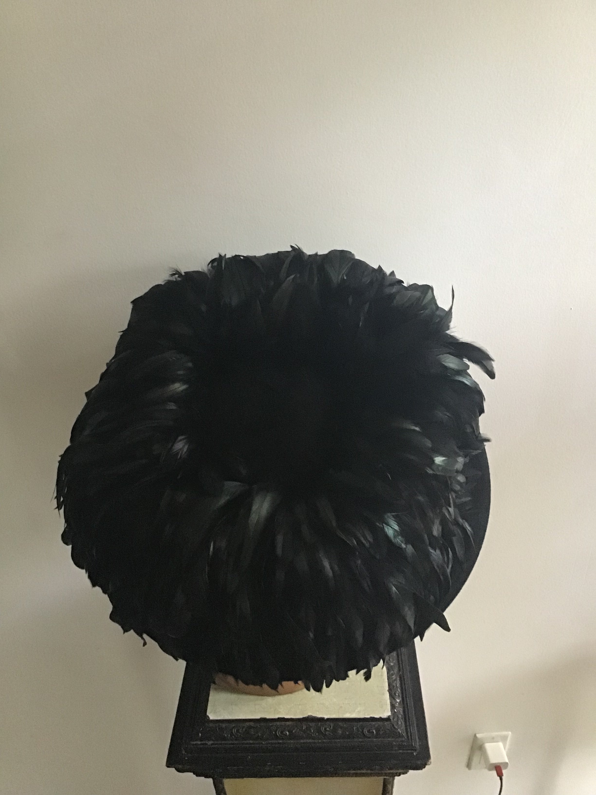 1999 B Michael Couture Black Hat with Feathers