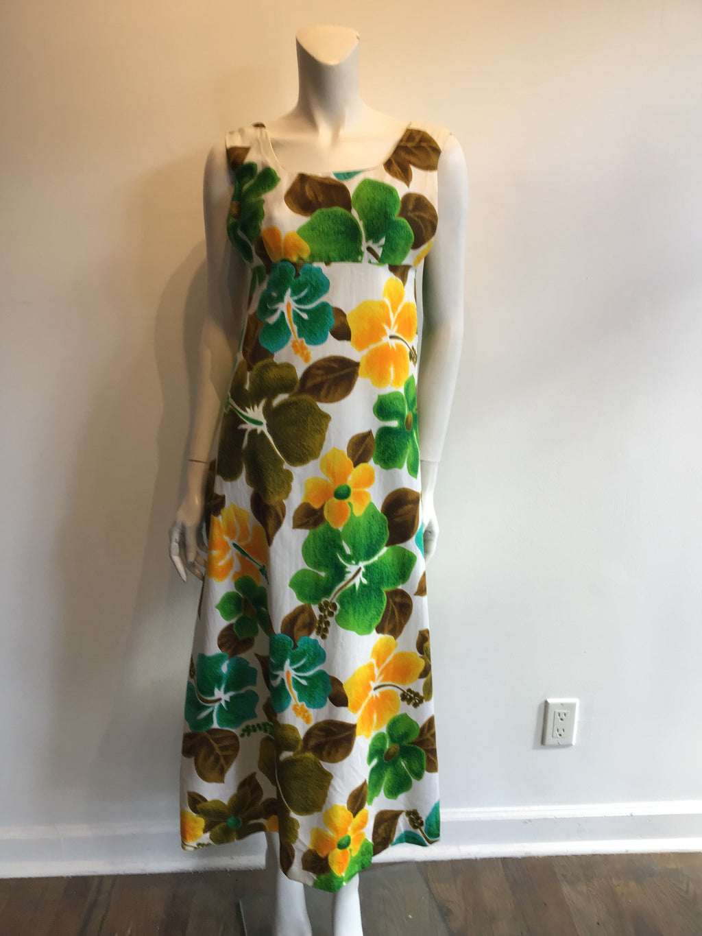 1960s Cotton Tohki Hawaii Maxi Dress Size 8