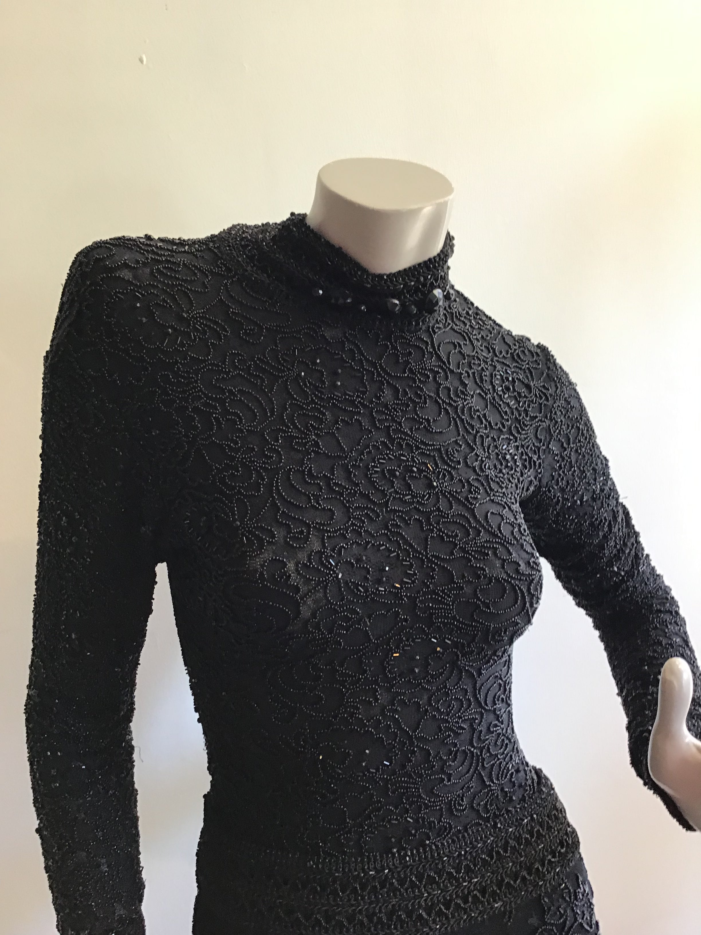 1980's Giorgio di Saint Angelo  Black Beaded Unitard and Pants Size 6/8