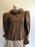 1980’s Coffee Brown Ultra Suede Top Size 6