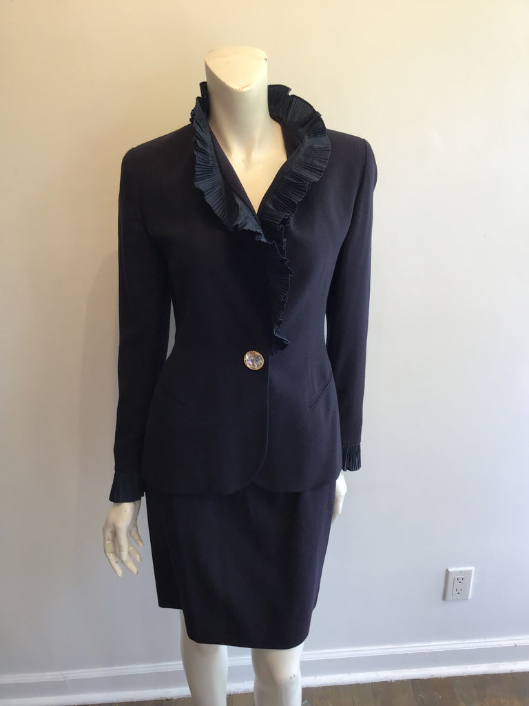 1980’s Navy Blue Wool Christian  Dior Suit Size 6