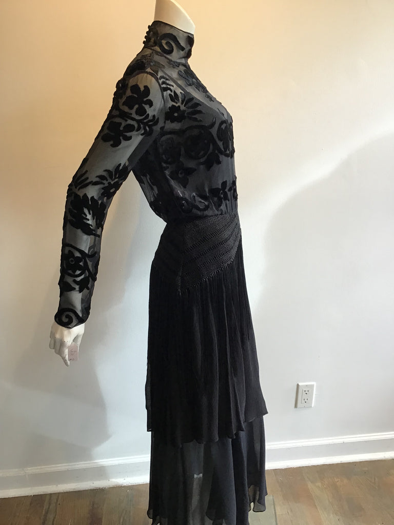 1990's Ralph Lauren purple LabelL rayon/silk Evening Dress with Fringe Size 6