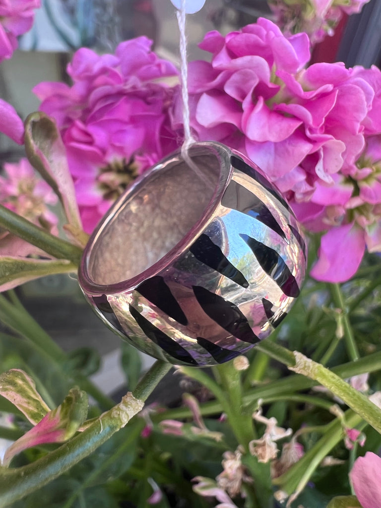Sterling Silver Black Enamel Ring Made in Italy