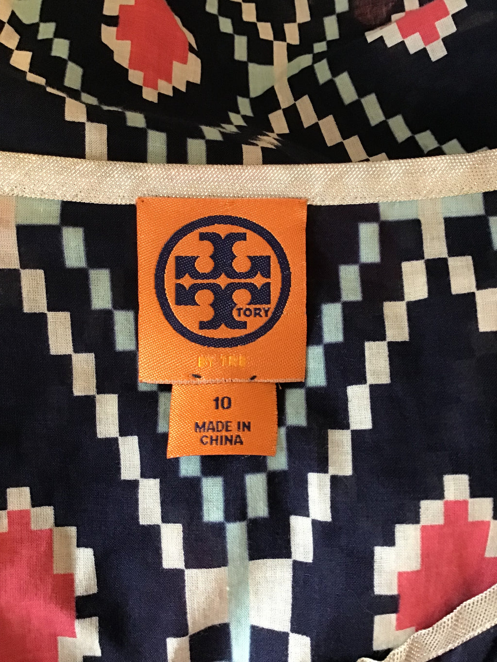 2000’s Tory Burch Cotton Blue Printed Top Size 10