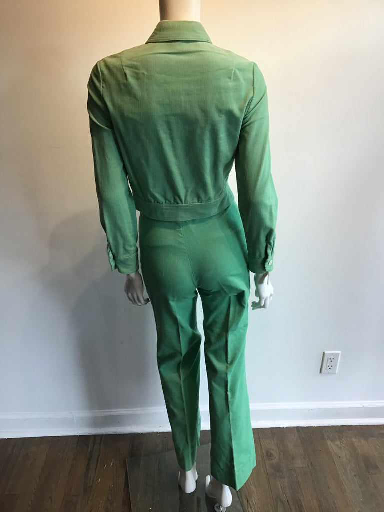 1970’s Mint Green Cotton Corduroy Suit made by Jones of New York Size 2/3