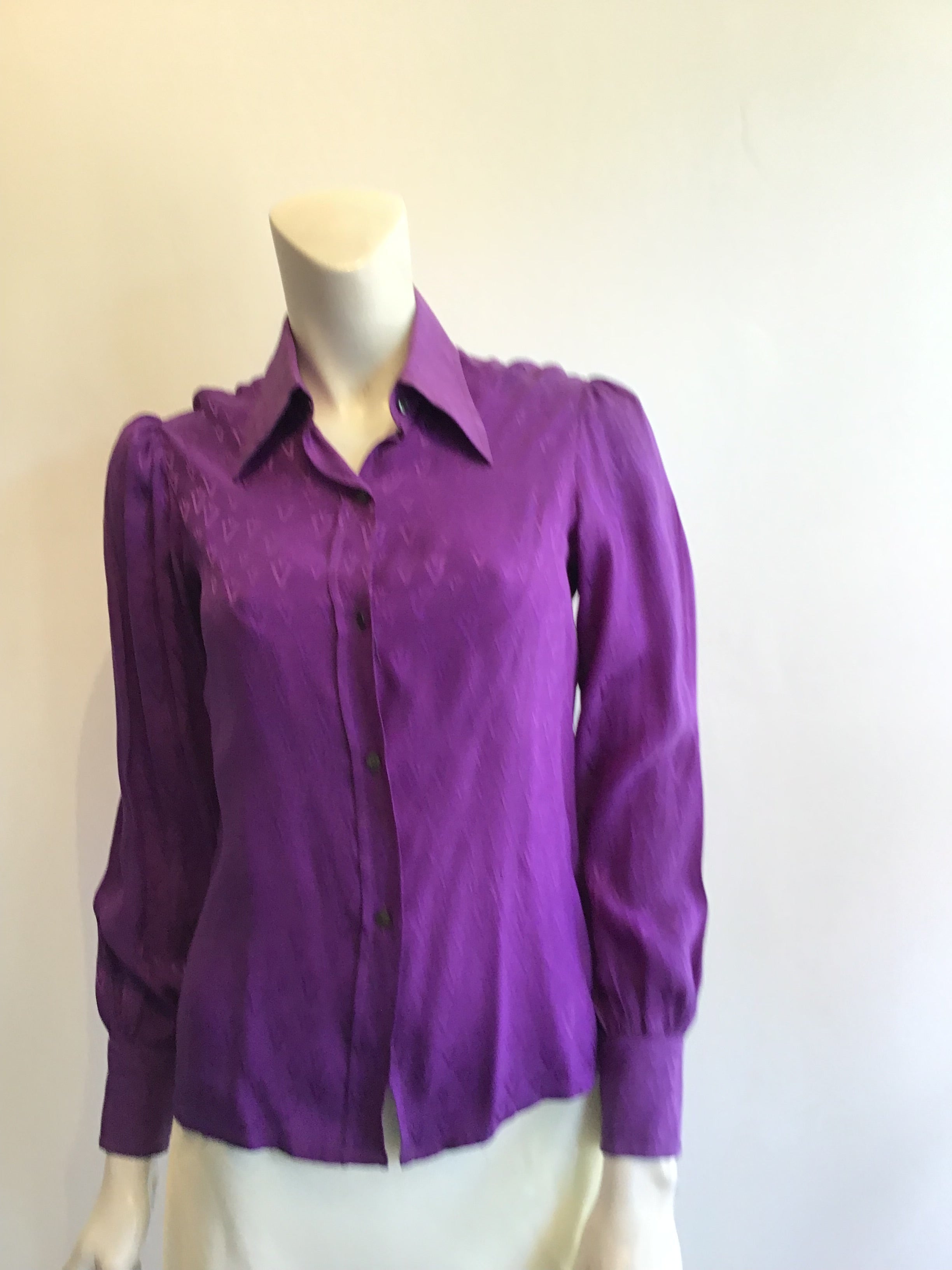 1970’s Purple Silk Valentino Blouse Size 6