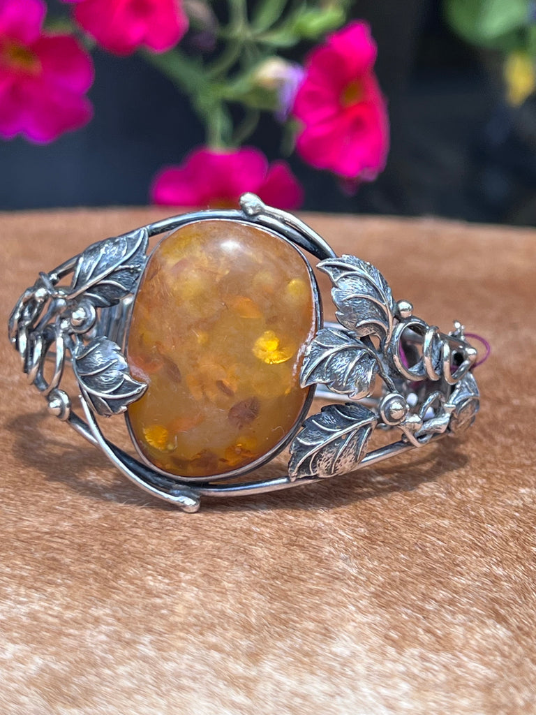Amber and Sterling Bracelet