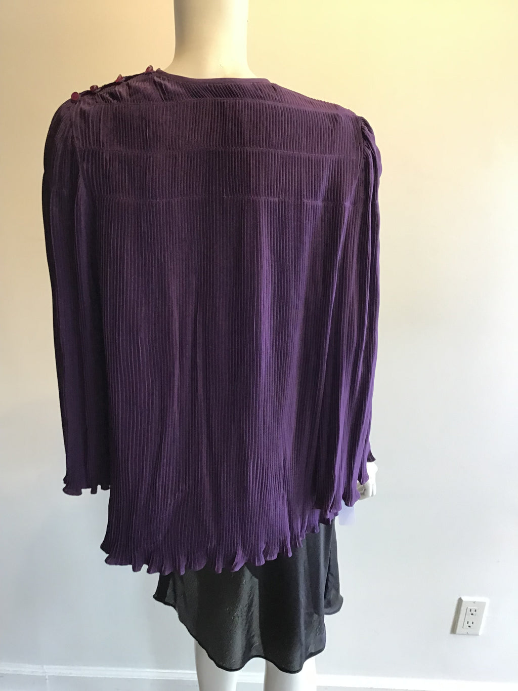 1980’s Plum Pleated Polyester Top Size 12