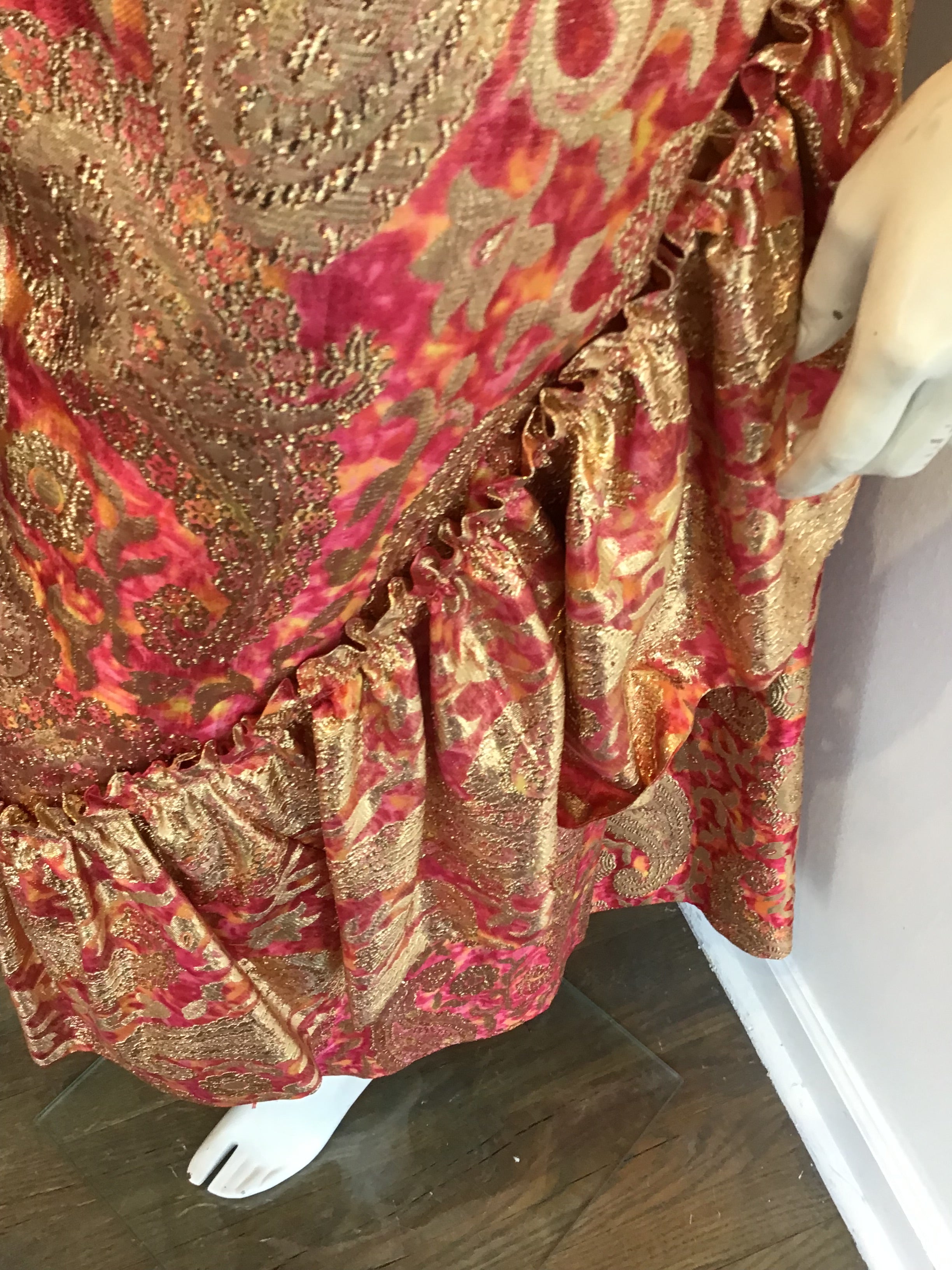 1960’s Pink and Gold Lamé Evening Gown Size 12