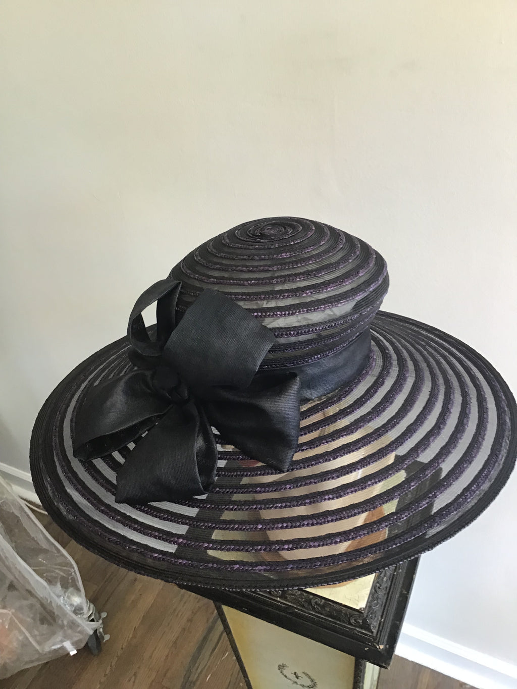 1990s Eric Javits Purple and Black  Horsehair hat