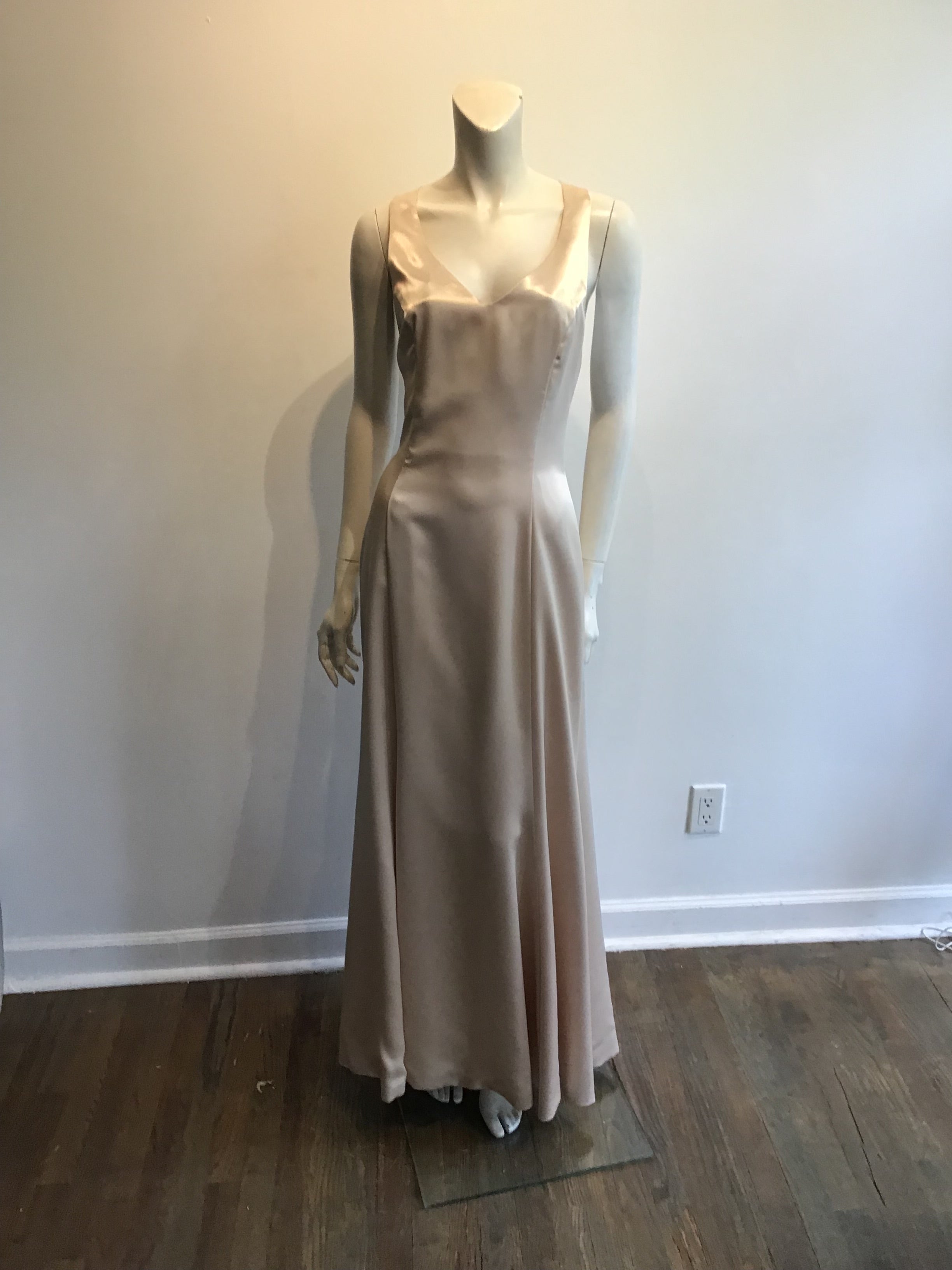 2000’s Silk 2 Piece Cream Bronze Wedding Dress Size 8