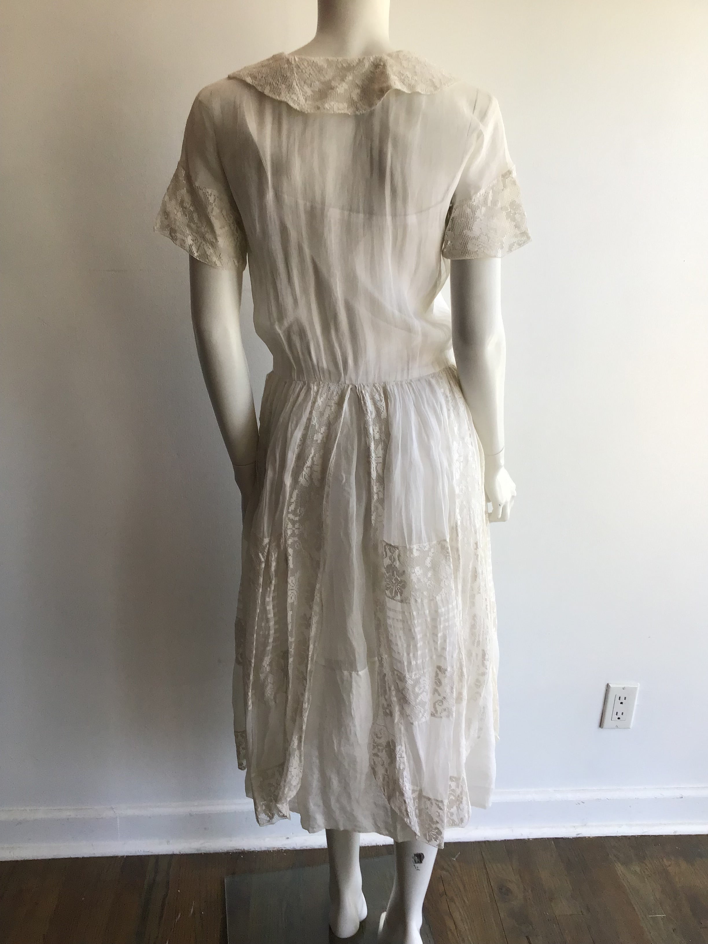 1918 White Cotton Lawn Dress Size 8
