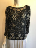 1980’s Black and Silver Polyester Creative Creations Top Size 8