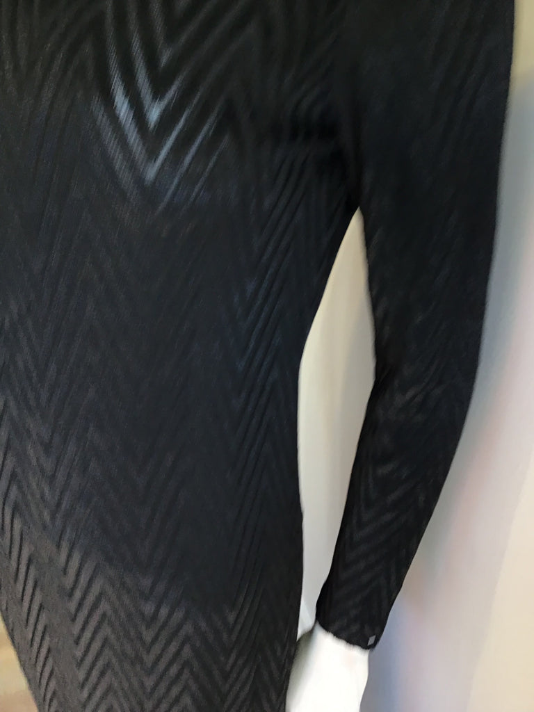 1970’s Black Herrigbone Cotton Blend Maxi Dress Size 6