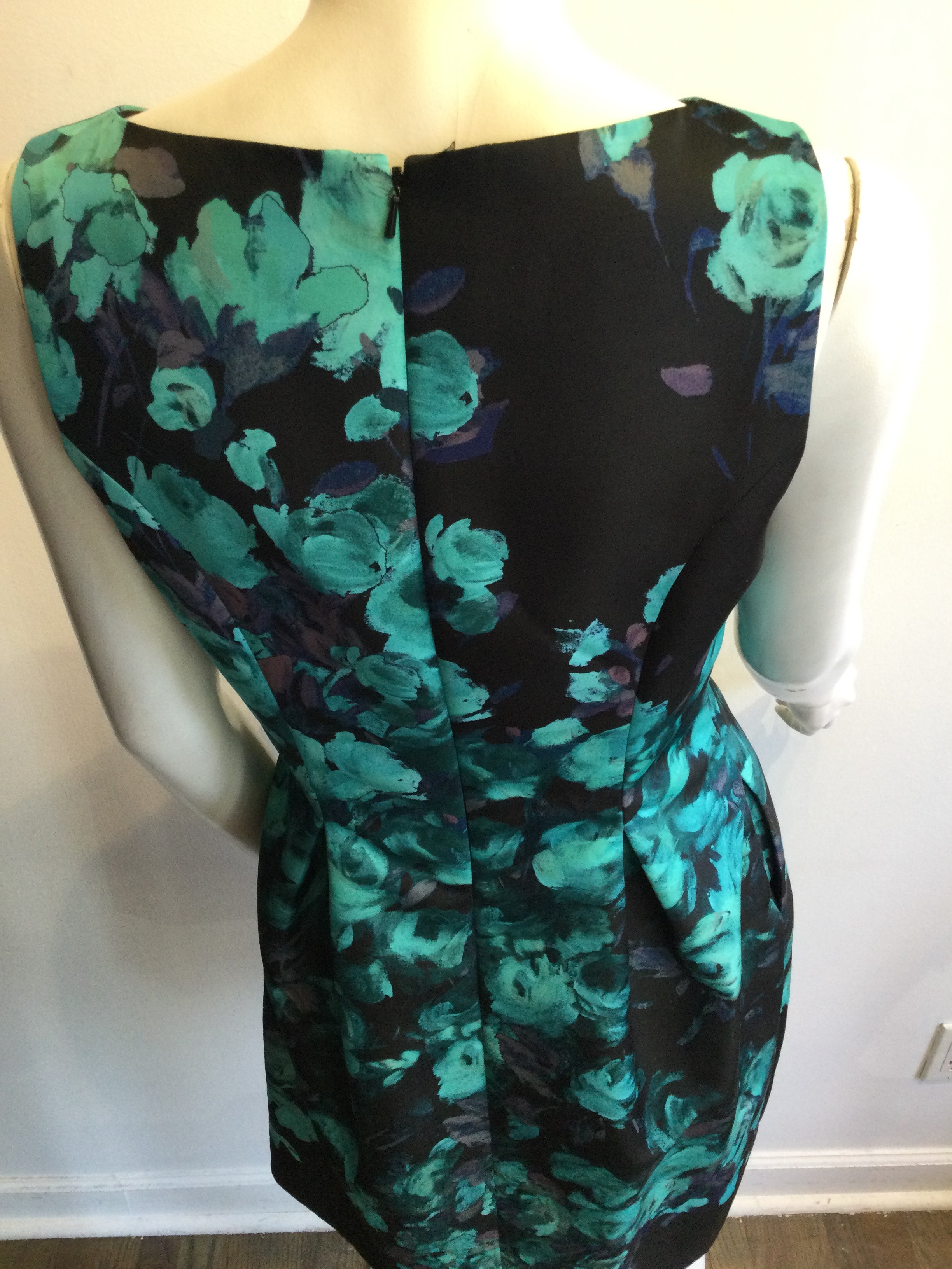 2000’s Lela Rose Blue Floral Silk Dress Size 8