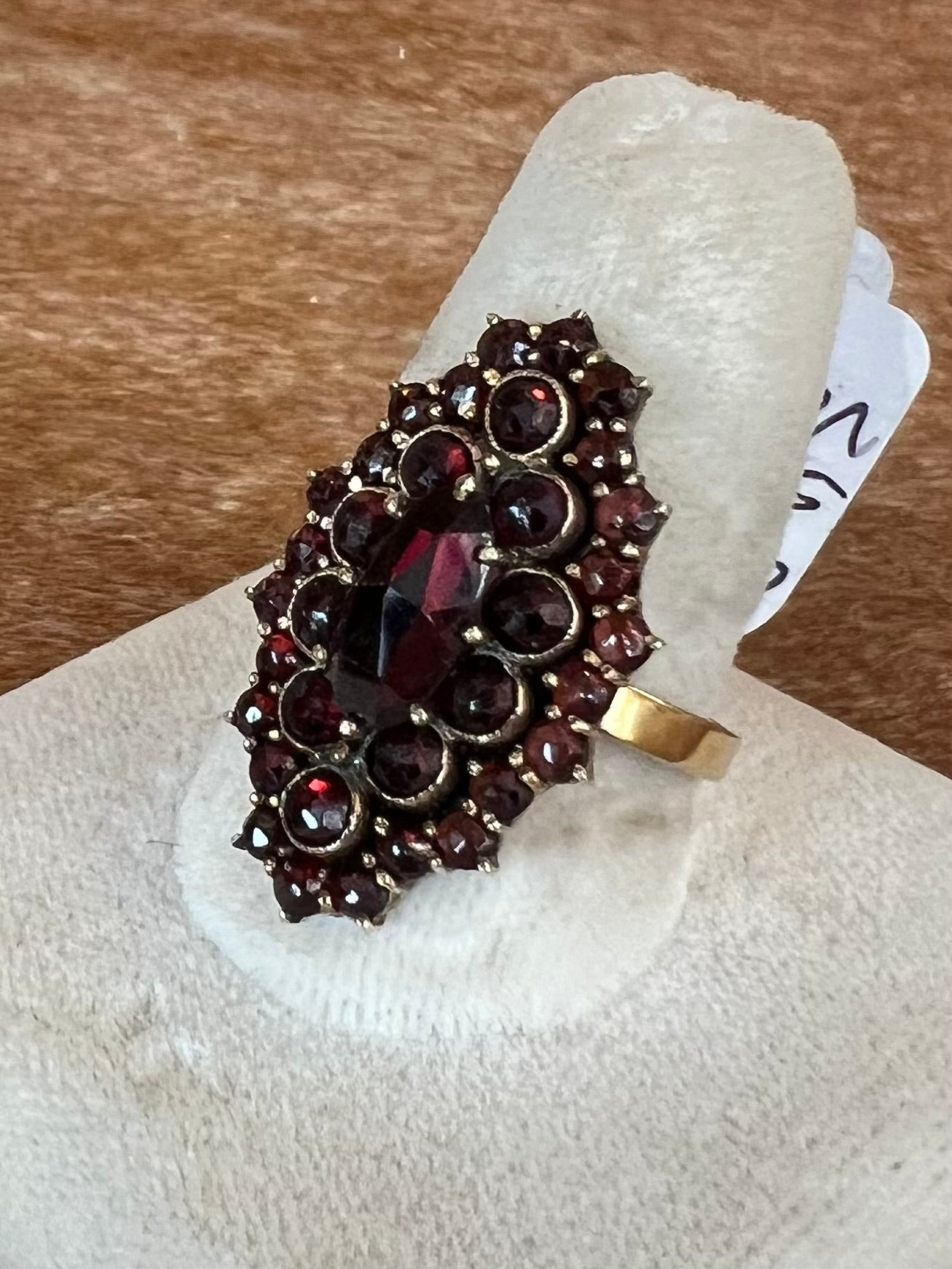 Garnet Cluster Cocktail Ring  Sterling Silver 925 Vermeil Size 7.75